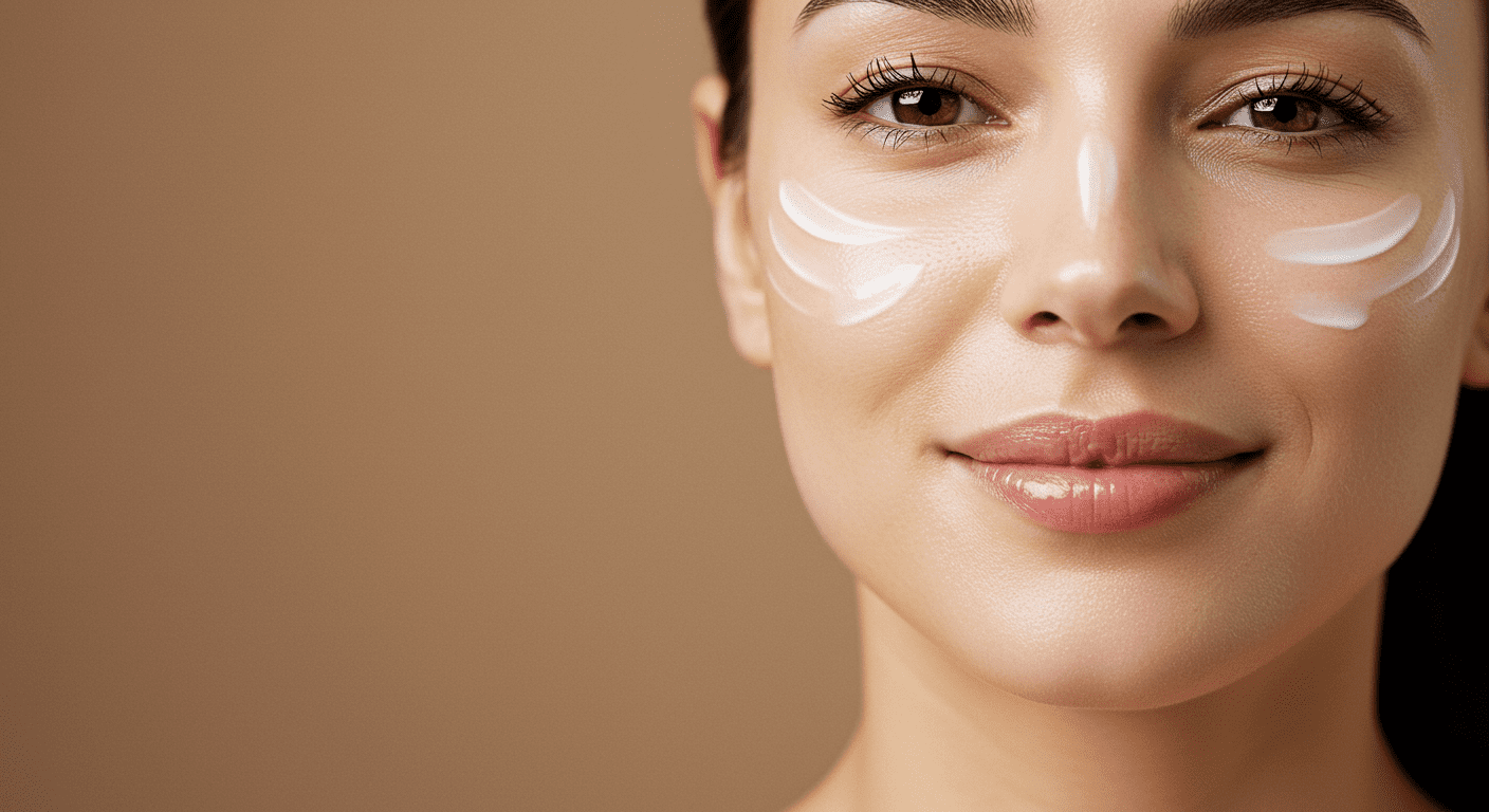 olympic gold treatment close up of woman with golden facial cream genesis medspa - olympic gold treatment close up of woman with golden facial cream