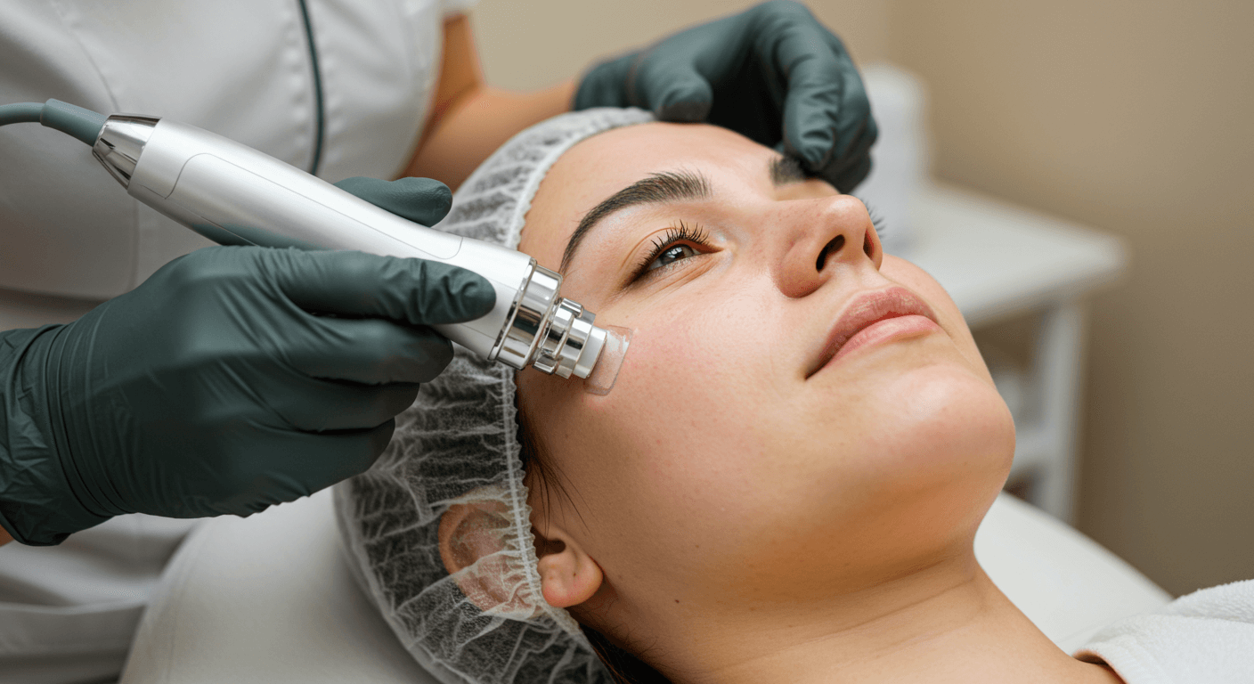 scarlet rf microneedling procedure closeup  genesis medspa - scarlet rf microneedling procedure closeup