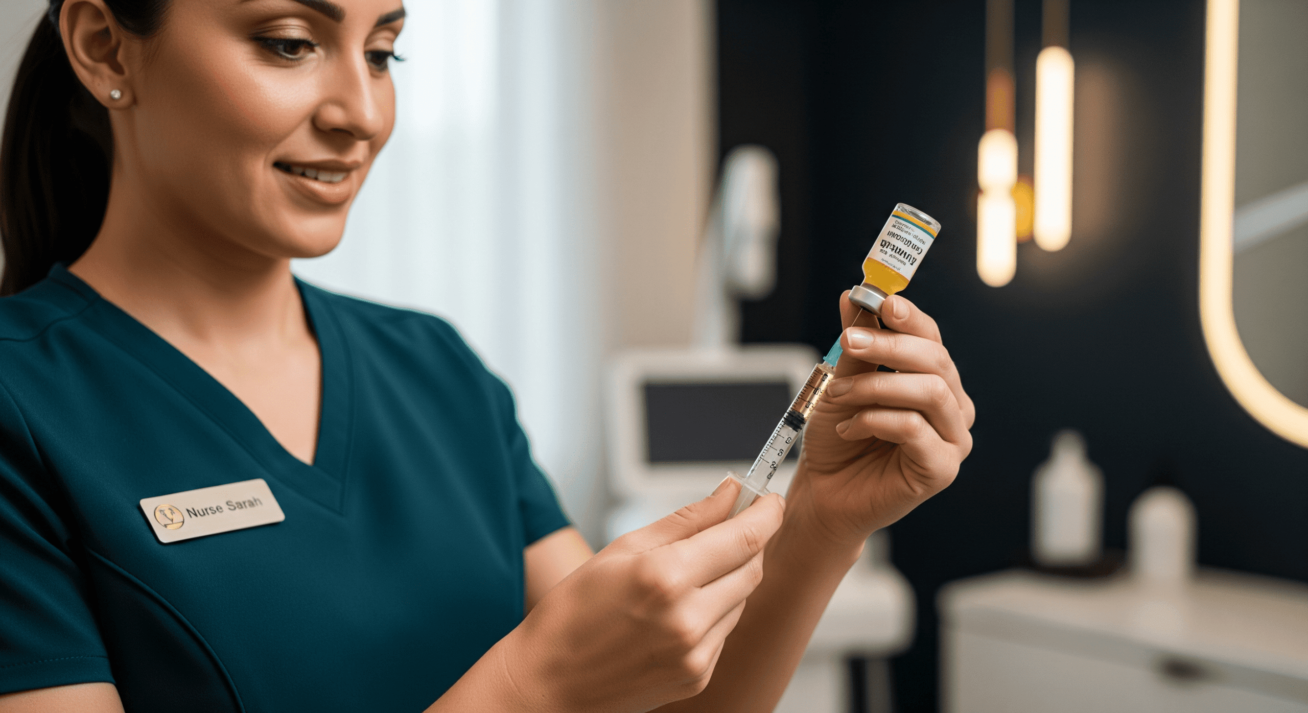 2025 11 genesis medspacom img vitamin injection preparation v1 genesis medspa - nurse preparing a syringe with a vitamin or nutrient injection in a modern medspa environment.
