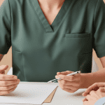 Medical spa consultation with provider reviewing treatment plan and paperwork