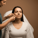 Medical spa provider assessing cheek area during facial filler consultation