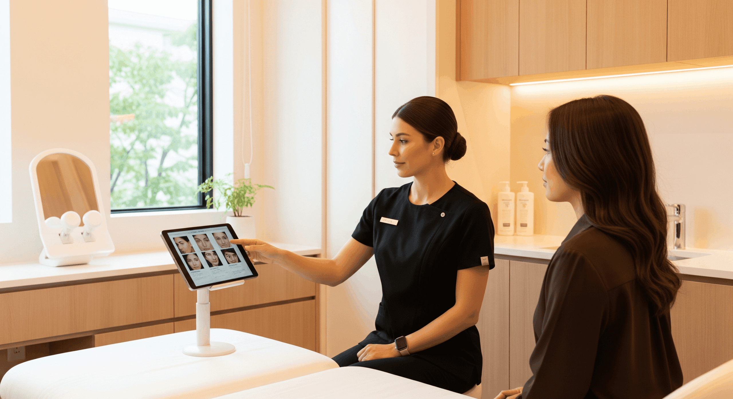 2026 02 genesis medspacom img digital treatment planning v1 genesis medspa - med spa provider reviewing facial treatment options on tablet with client