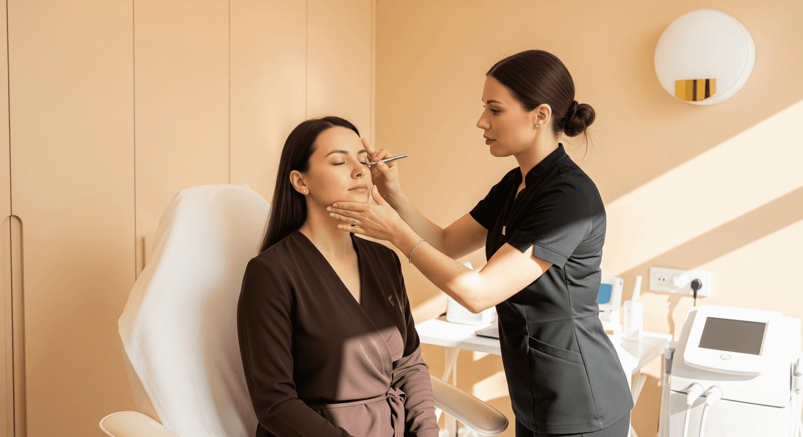 med spa specialist mapping facial features for aesthetic treatment planning