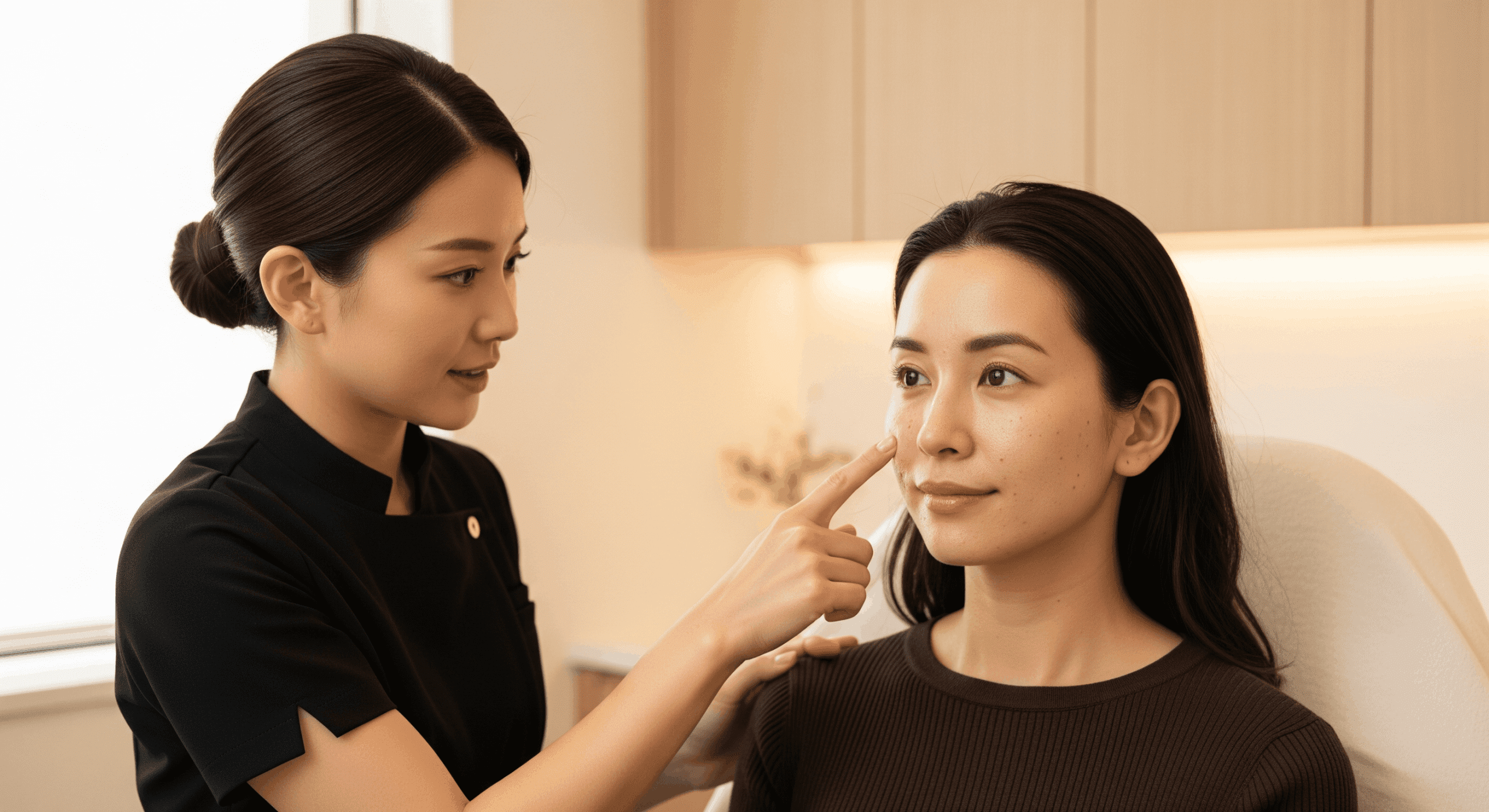 2026 02 genesis medspacom img skin concern evaluation v1 genesis medspa - med spa provider evaluating skin concerns on client’s face