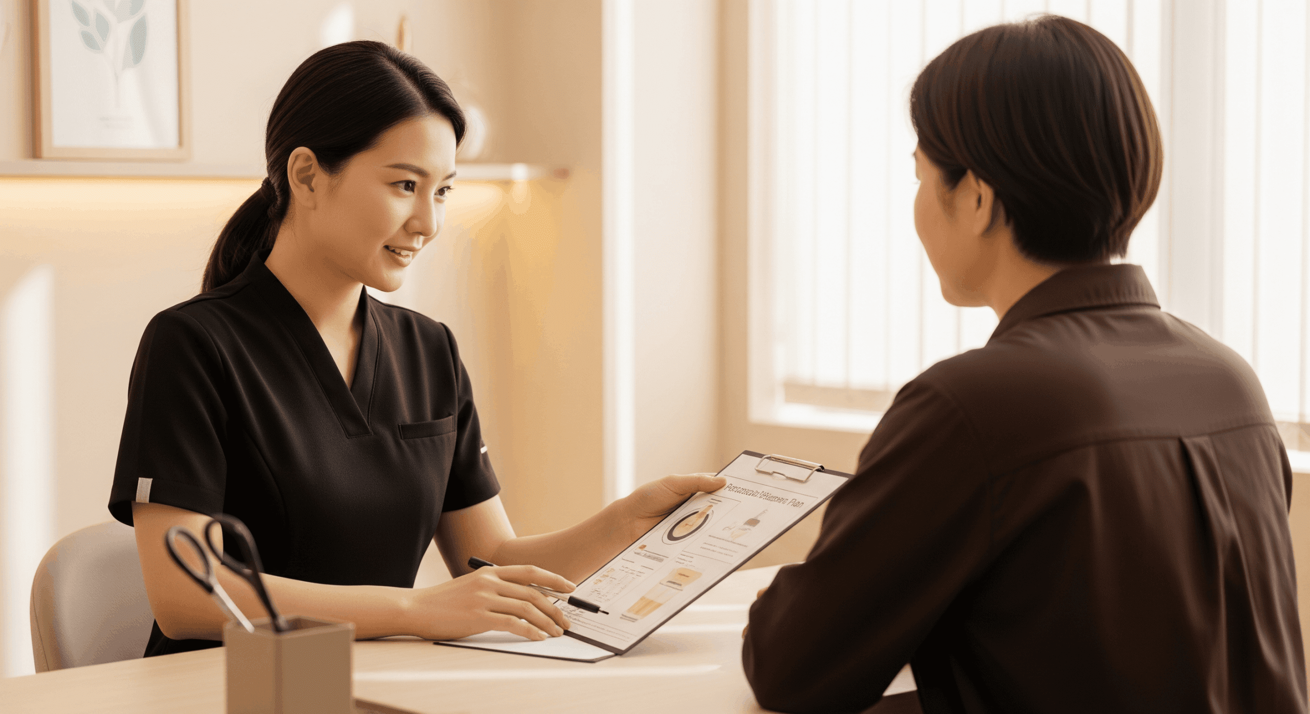 2026 02 genesis medspacom img treatment plan review v1 genesis medspa - medical spa staff reviewing personalized treatment plan with client