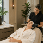 Client receiving a professional facial treatment at a med spa