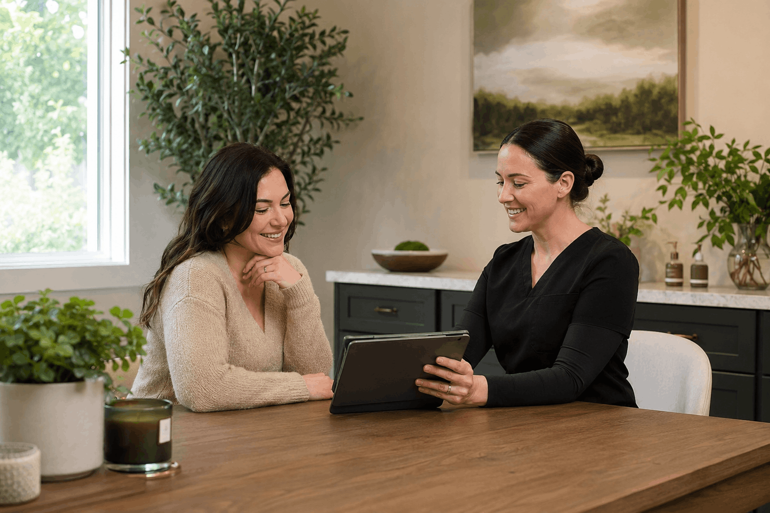 med spa provider reviewing treatment options with a client