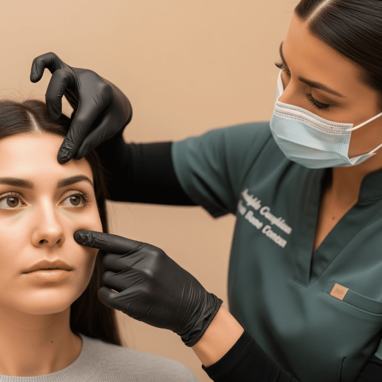 Medical spa provider mapping facial treatment areas prior to injectable procedure